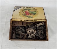 Cigar Box Full Of Vintage Hinges