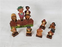 Carved Wood Bottle Stoppers & Small Figures