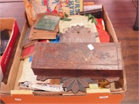Container of ephemera including vintage books