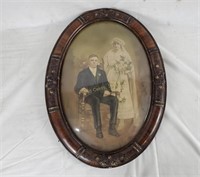 Antique Oval Framed Artwork Of Couple