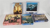 Lot Of 5 New 1000 Piece Jigsaw Puzzles