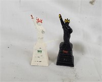Lot Of Vtg. Mini Metal Statue Liberty S&p Shakers