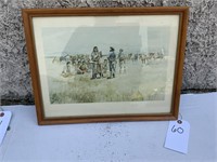 Indians And Scouts Talking Framed Painting
