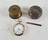 Vintage Pocket Watch, Metal Yo-yo, Stamp Dispenser
