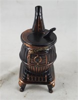 Cast Metal Bronze Tone Pot Belly Stove, 5" Tall