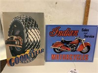 Tin Decor Good Year and Indian Motorcycles