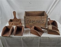 Vintage Carling's Beer Wood Crate W/ Scoops