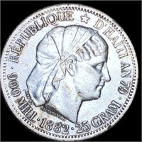 1882 Haiti Silver Gourde CLOSELY UNCIRCULATED