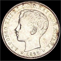 1895 Puerto Rico 20 Centavos NEARLY UNC
