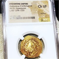 1294-1320 AD Byzantine Gold Hyperpyron NGC - CH VF