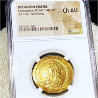 1042-55 AD Byzantine Empire Gold Coin NGC - CH AU