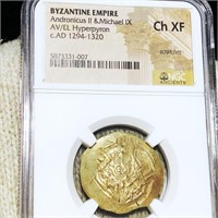 1294-1320 AD Byzantine Emp. Gold Coin NGC - CH XF