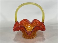 Amberina Bridal Basket -Vintage Glass