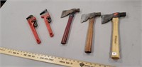 Assortment of Hatchet, 2 - Ridgid Monkey Wrenches