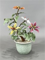 Glass Flower in Pot -Vintage