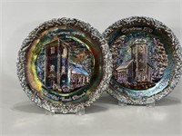 Fenton Pressed Glass Christmas Plates -Churches
