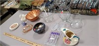 Assortment of Items - Glassware, Copper Bowl,