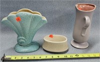 3 Redwing Pottery Vases