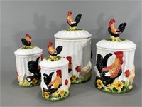 Ceramic Rooster Kitchen Canister Set