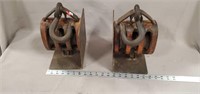Vintage Pulley Bookends