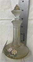Frosted and painted perfume bottle with stopper
