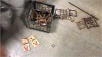 Crate of Vintage Traps and Rat Traps