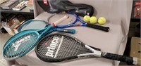 Assortment of Tennis Rackets and Accessories-