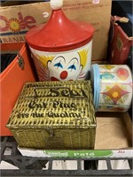 clown cookie jar and other tins