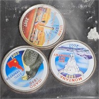 (3) Colorized (Decal) State Quarters