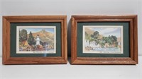Akaroa, New Zealand Numbered Lithograph (2) 8×6"