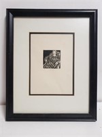 Framed Sleeping Grandma Litho Signed and Numbered