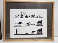 3 Little Pigs & Big Bad Wolf Signed Print 21×17"