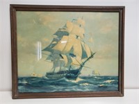 Ship in Water Framed Print 21×17.5" Signed