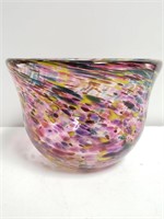 Hand Blown (?) COLORFUL Bowl 6"