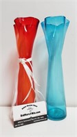 (2) 10.5" Ribbon Top Vases