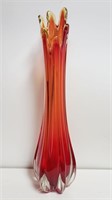 Blown Red Vase Decor 20.5"