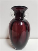Handblown Purple Amethyst Glass Vase w Clear