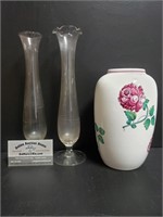 (3) Glass Vases ,Tiffany&Co, Etched