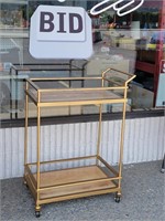 Metal Framed Cart With Wood Shelves