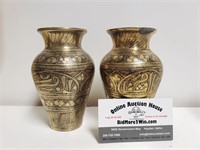 (2) Small Brass Vases