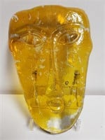 Yellow Tinted Glass Face on Stand 11"