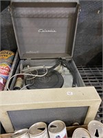 vintage record player in case Columbia