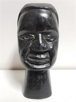 Tiki or African Man Head Carving Wood 7"