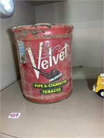 velvet pipe and cigarette tobacco metal tin with
