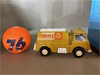 small shell Truck/toy and guest 76 Styrofoam ball