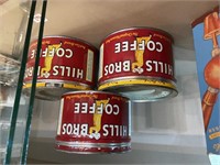 three Hills brother coffee tins with lids wind