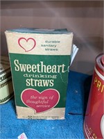 vintage sweetheart drinking straws cardboard box