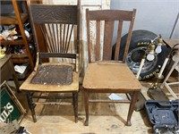 two wood chairs