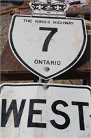 Vintage Hwy 7 West Sign & Post