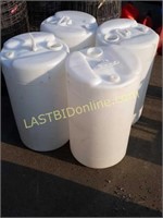 4 white Poly 15 gallon Drums / Barrels